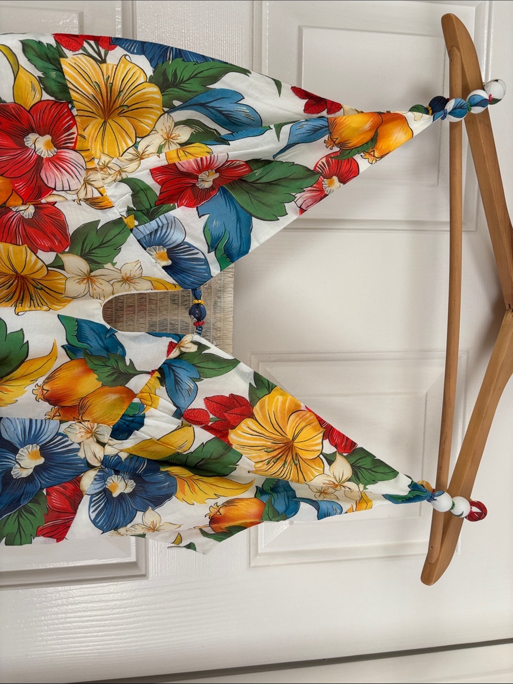 FARM Rio Multicolor Floral Midi Dress in White, Yellow, Red & Blue